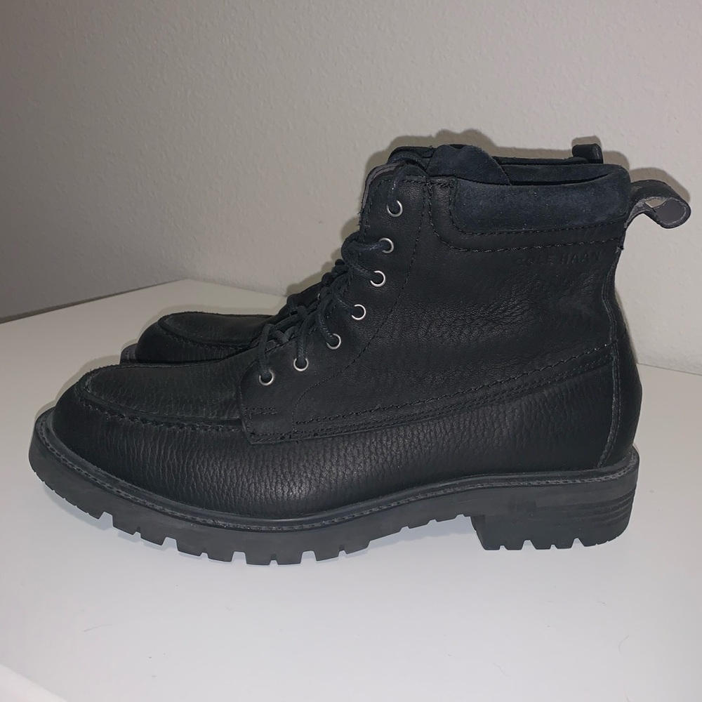 Black Cole Haan Lockridge Waterproof Moc Toe Boots - 8.5